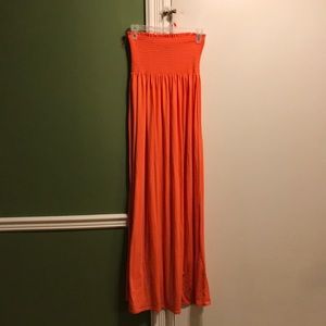Coral strapless dress or beach coverup